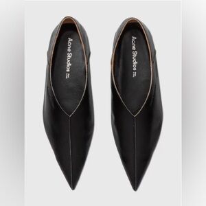 Acne Studios Black Leather Extreme Pointy Toe Flats Minimalist